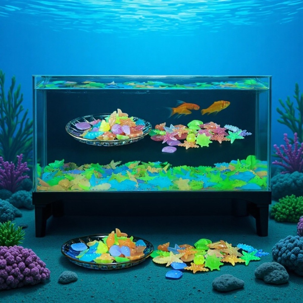 Aquarium Fish Photography - Świecące, luminousowe kamienie oceaniczne, fluorescencyjne muszle
