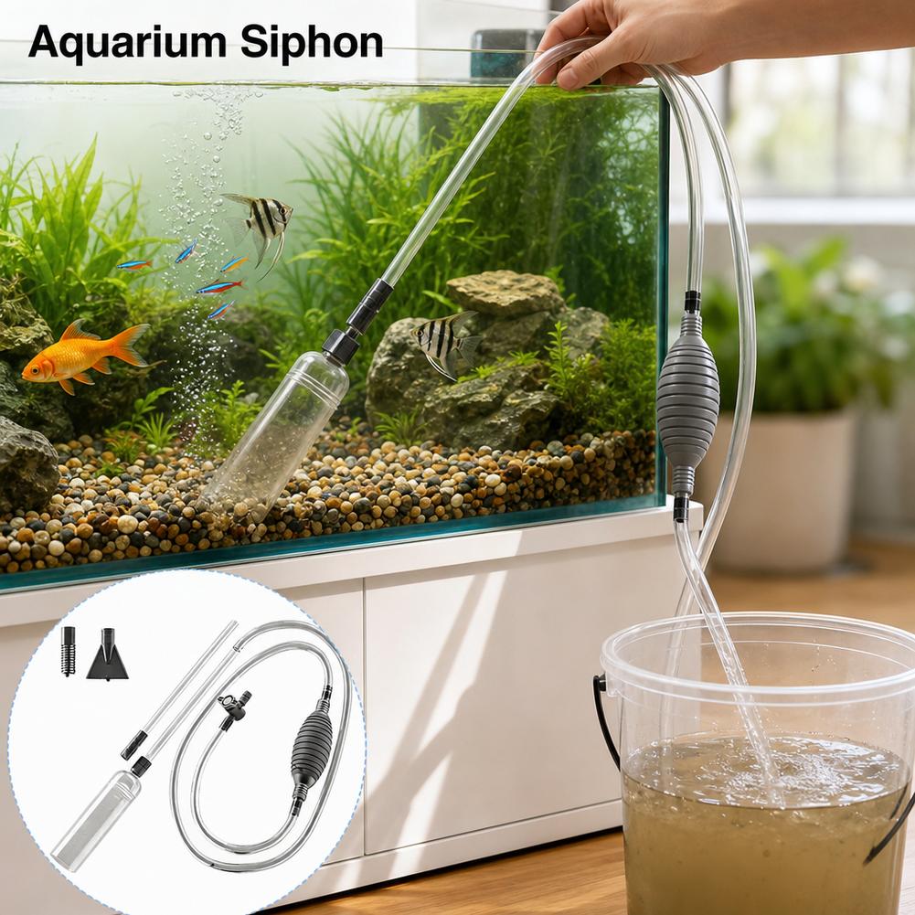 Aquarium Fish Tank Cleaner - Ręczny syfon do akwarium, zestaw do
