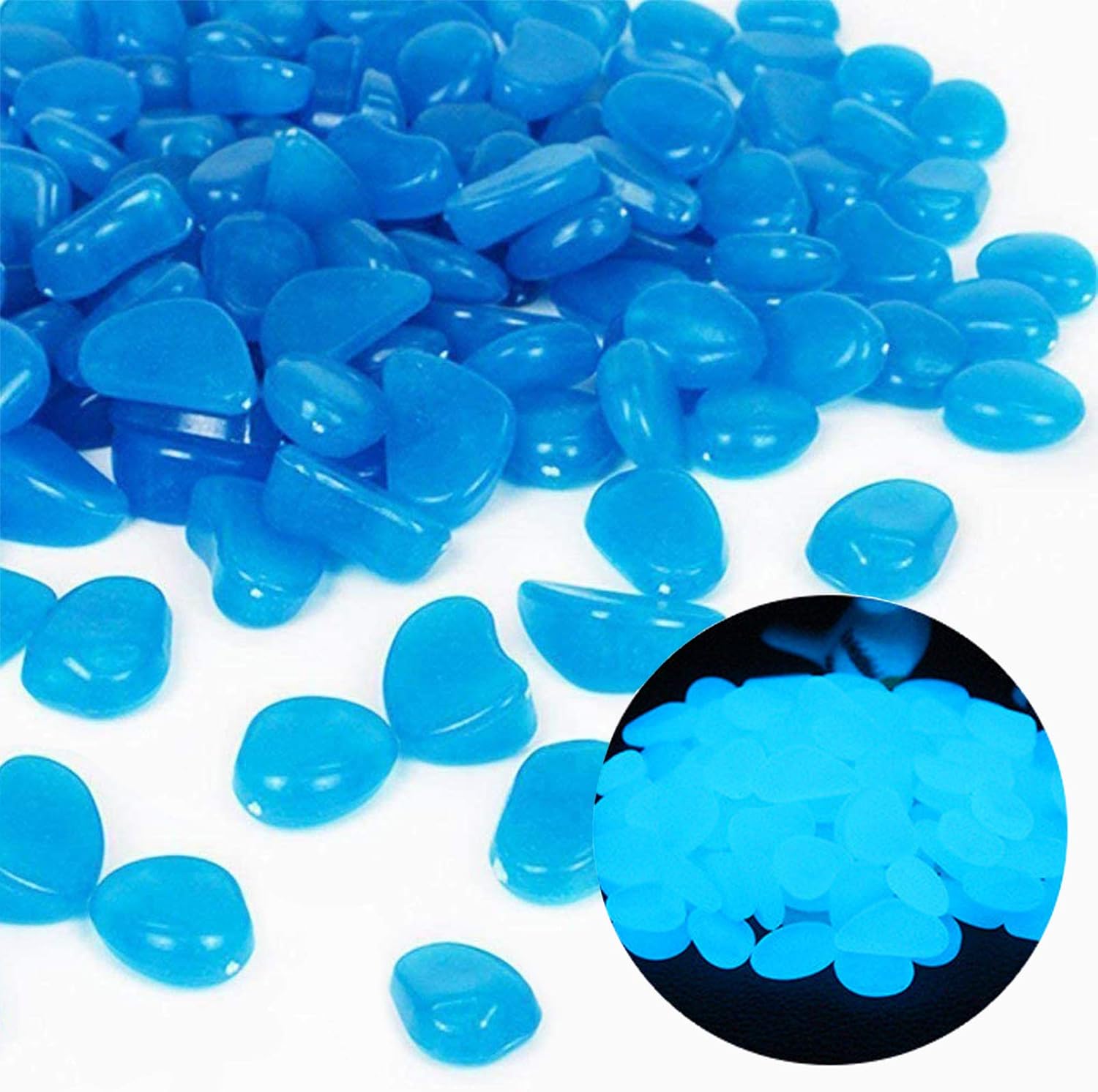 Aquarium Fish Breeding - Fish Tank Rocks Glow Blue Pebbles